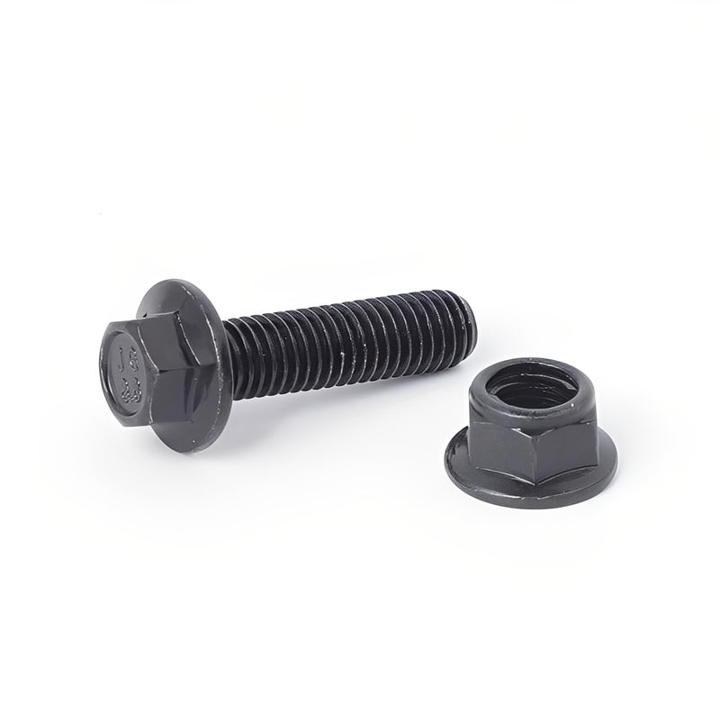 Minho M8-1.25 x 30mm Flange Head Bolts in Carbon Steel Material,Flange Hexagon Screws Come with Flange Nuts,Black Oxide Finish Plated,Full Thread, 15 Sets - Image 4
